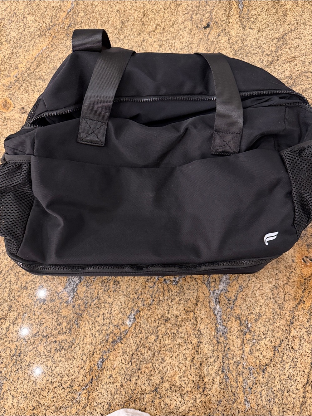 Fabletics Black Men's Duffel Bag with Mesh Side Pockets